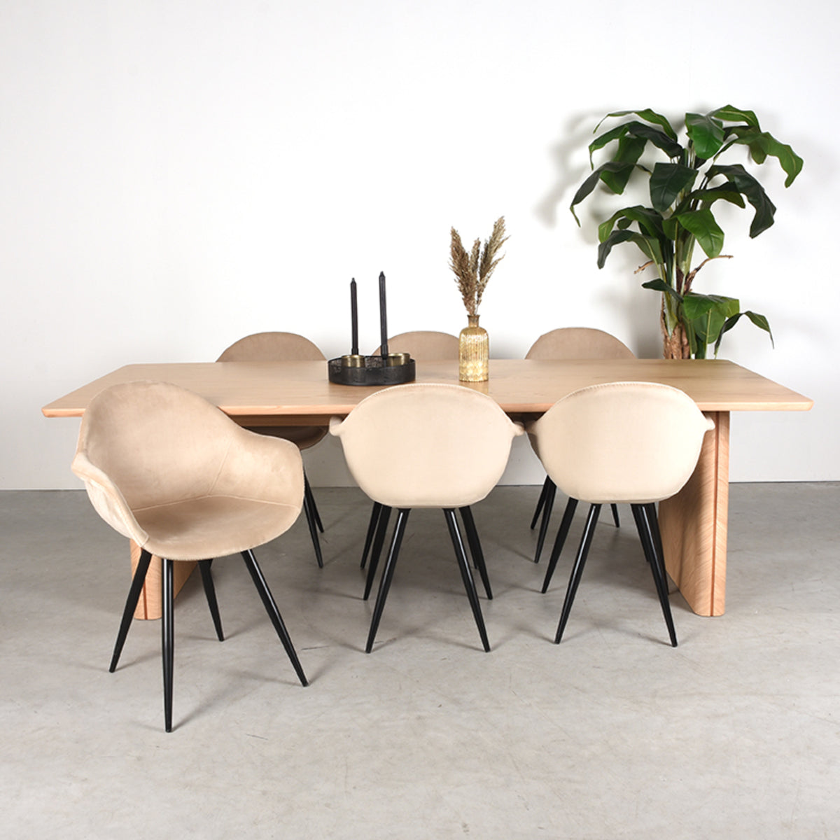 LABEL51 Eetkamertafel Jule - Walnoot en Naturel - Eiken - 210x100 cm